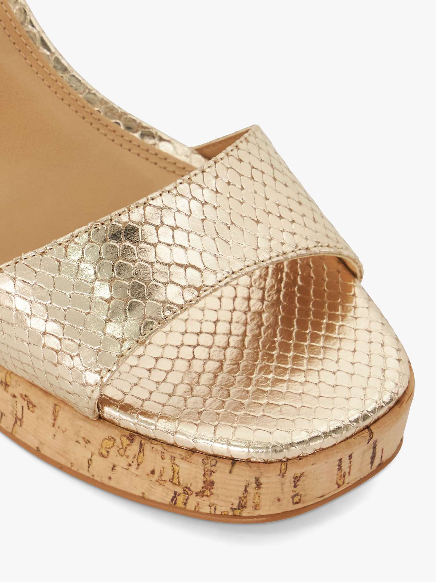 Buy Dune Jodi Leather Reptile Platform Heeled Sandals, Gold Online at johnlewis.com