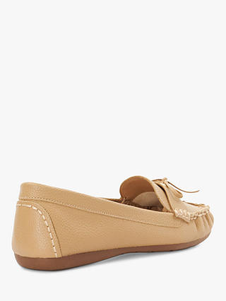 Dune Grovers Leather Bow Detail Driving Loafers, Camel