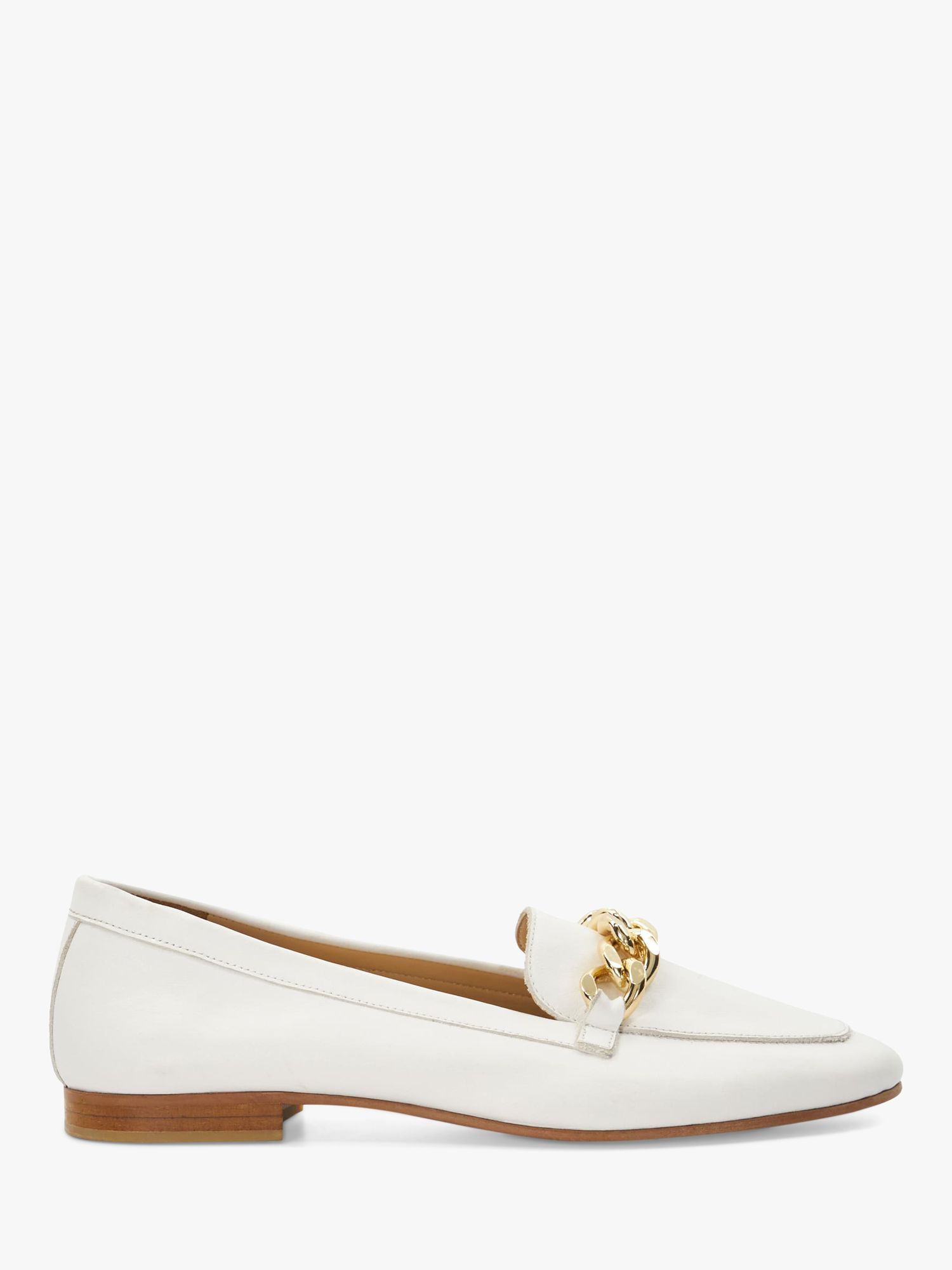 Buy Dune Goldsmith Leather Chain Trim Loafers, White Online at johnlewis.com