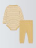 John Lewis Baby Elephant Stripe Knit Jumper & Trousers Set, Yellow