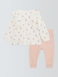 John Lewis Baby Floral Top and Ribbed Joggers Set, Pink