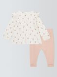 John Lewis Baby Floral Top and Ribbed Joggers Set, Pink