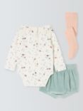 John Lewis Baby Bodysuit, Bloomer Shorts and Tights Set