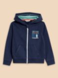 White Stuff Kids' Frankie Zip Front Hoodie, Navy/Multi