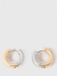 Mint Velvet Mixed Metal Hoop Huggie Earrings, Gold/Silver