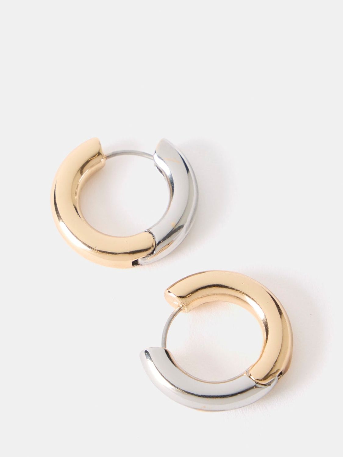 Mint Velvet Mixed Metal Hoop Huggie Earrings, Gold/Silver at John Lewis ...