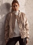 Mint Velvet Satin Bomber Jacket, Taupe