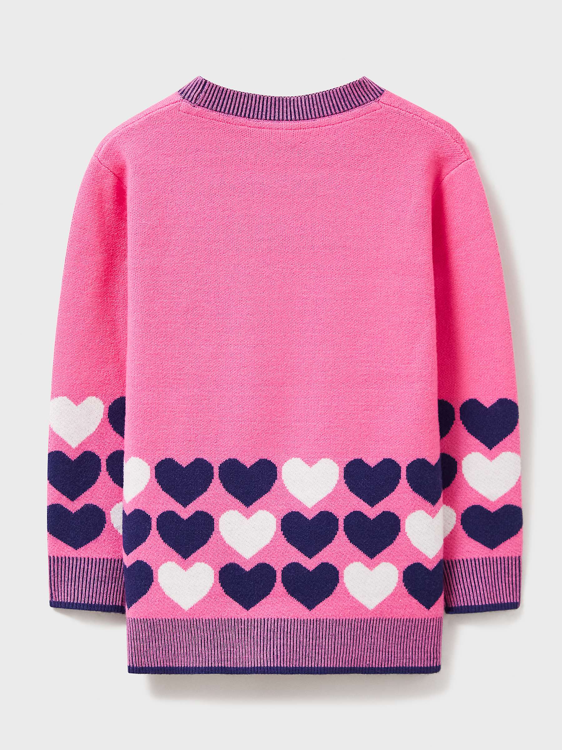 Buy Crew Clothing Kids' Border Heart Drop Shoulder Jumper, Raspberry Pink/Multi Online at johnlewis.com