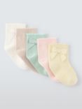 John Lewis Baby Organic Cotton Mix Ribbed Ribbon Socks, Multi