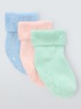 John Lewis Baby Organic Terry Cotton Blend Socks, Pack of 3, Multi