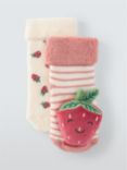 John Lewis Baby Strawberry Rattle Socks, Pack of 2, Multi