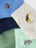 John Lewis Baby GOTS Organic Cotton Mix Embroidered Safari Socks, Pack of 5