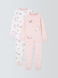 John Lewis Kids' Glitter Pony Pyjamas, Pack of 2, Pink