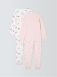 John Lewis Kids' Glitter Pony Pyjamas, Pack of 2, Pink