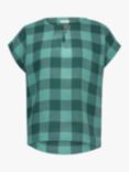 Celtic & Co. Button Detail Linen Check Top, Sea Green, Sea Green