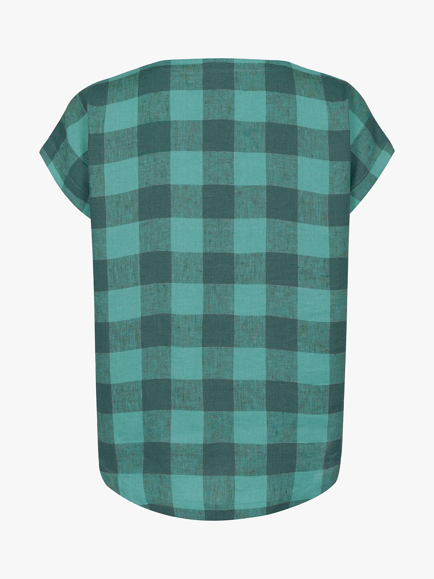 Buy Celtic & Co. Button Detail Linen Check Top, Sea Green Online at johnlewis.com