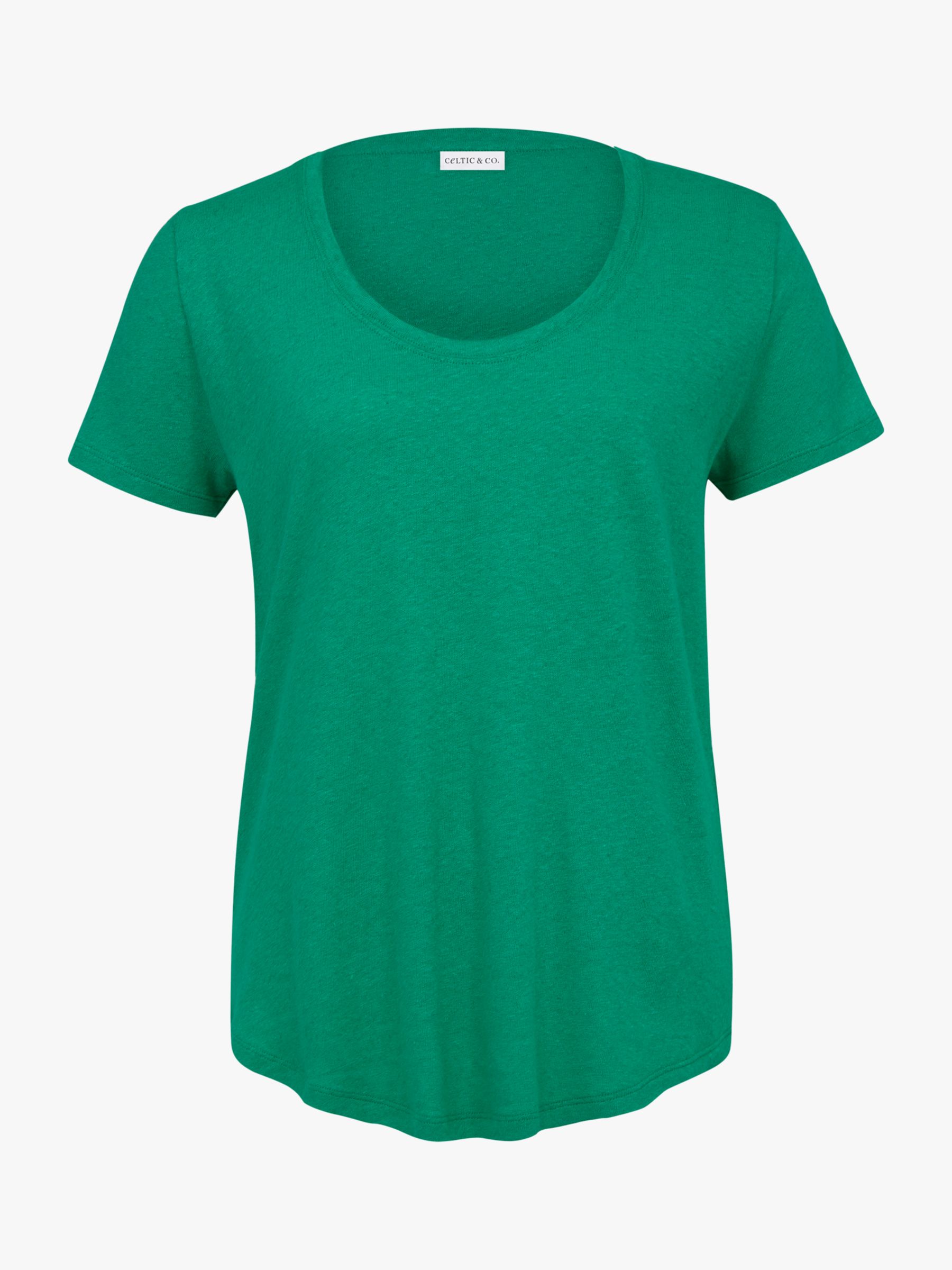Buy Celtic & Co. Linen Blend Scoop Neck T-Shirt, Emerald Online at johnlewis.com