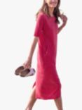 Celtic & Co. Linen And Cotton Button Back Midi Dress, Raspberry