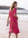 Celtic & Co. Linen And Cotton Button Back Midi Dress, Raspberry