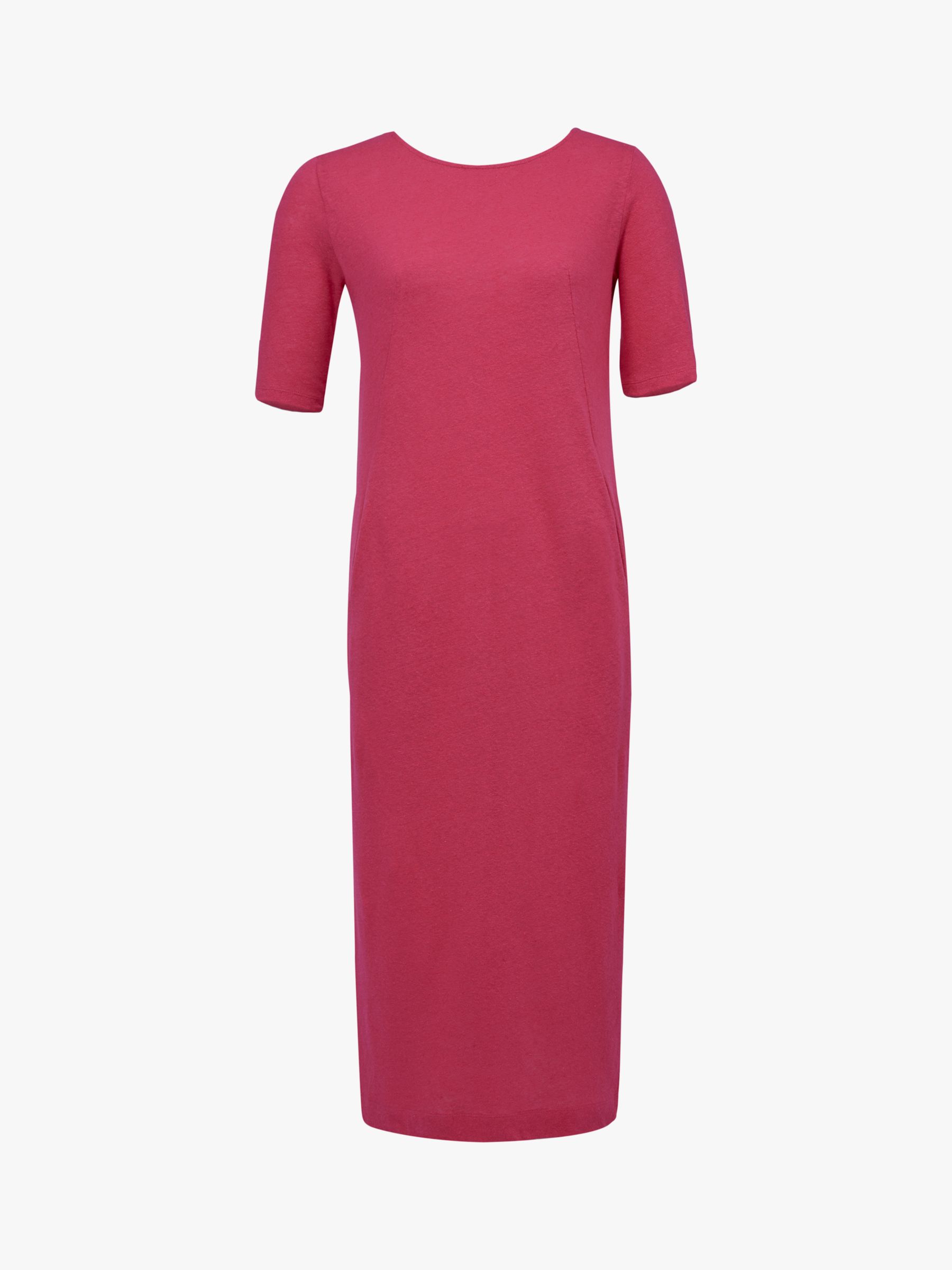 Buy Celtic & Co. Linen And Cotton Button Back Midi Dress, Raspberry Online at johnlewis.com