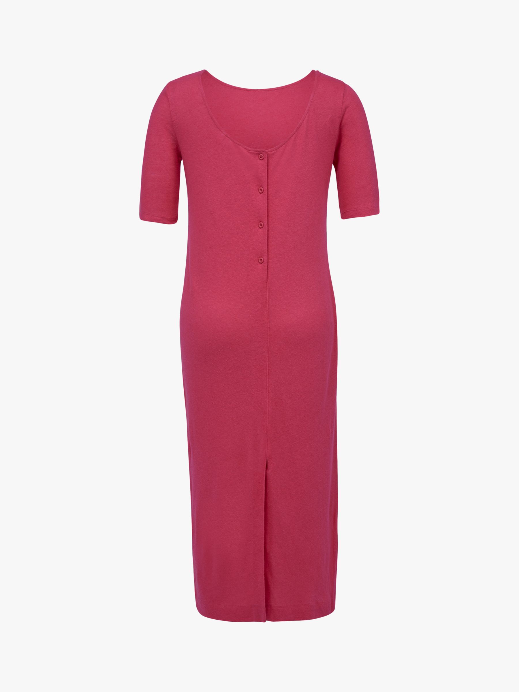 Buy Celtic & Co. Linen And Cotton Button Back Midi Dress, Raspberry Online at johnlewis.com