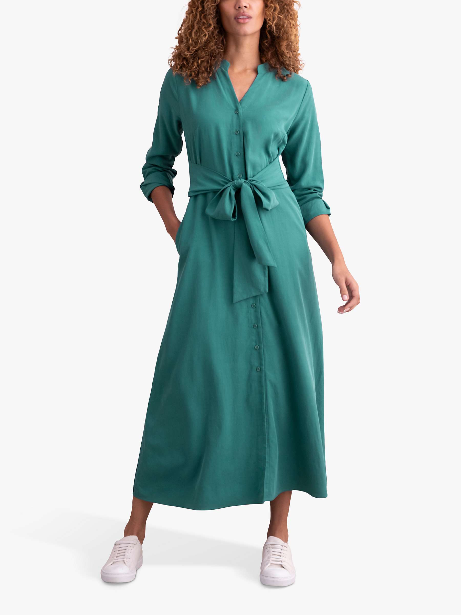 Buy Celtic & Co. Tie Lyocell Front Midi Dress, Sea Green Online at johnlewis.com