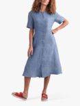 Celtic & Co. Linen Button Through Midi Dress, Indigo