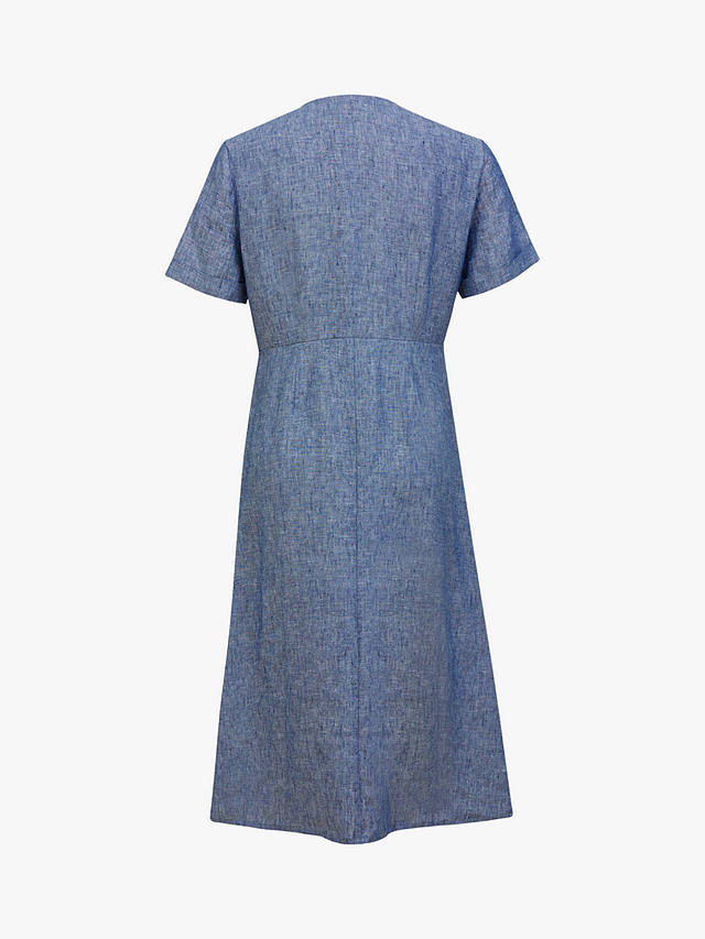 Celtic & Co. Linen Button Through Midi Dress, Indigo