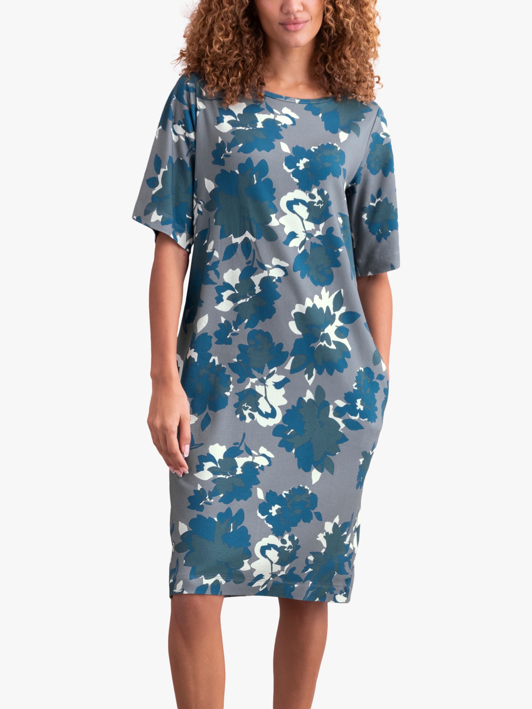 Celtic & Co. Organic Cotton T-Shirt Knee Length Dress, Shadow Floral, 8