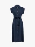 Celtic & Co. Linen Button Through Shirt Midi Dress, Dark Navy, Dark Navy