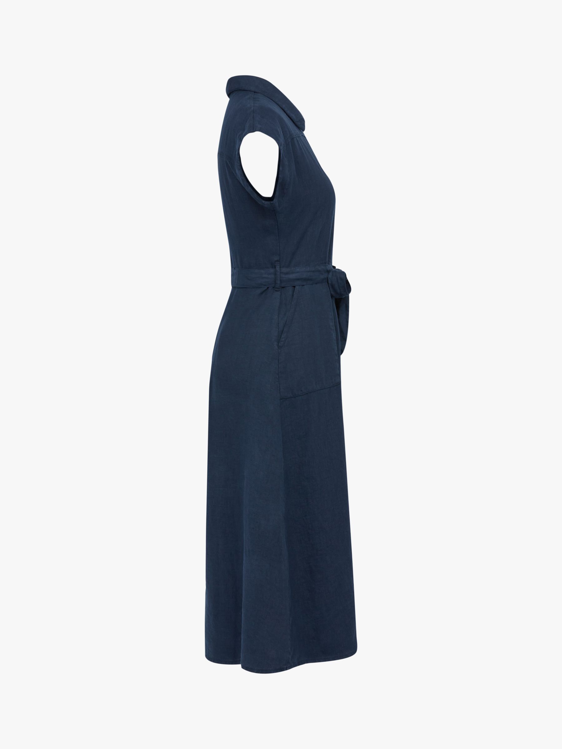 Celtic & Co. Linen Button Through Shirt Midi Dress, Dark Navy, 8