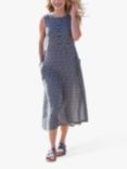 Celtic & Co. Linen Sleeveless Midi Dress, Dark Navy Geo
