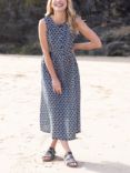 Celtic & Co. Linen Sleeveless Midi Dress, Dark Navy Geo