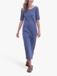 Celtic & Co. Linen Blend Scoop Neck Midi Dress, Blue Ink Micro