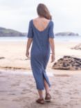 Celtic & Co. Linen Blend Scoop Neck Midi Dress, Blue Ink Micro