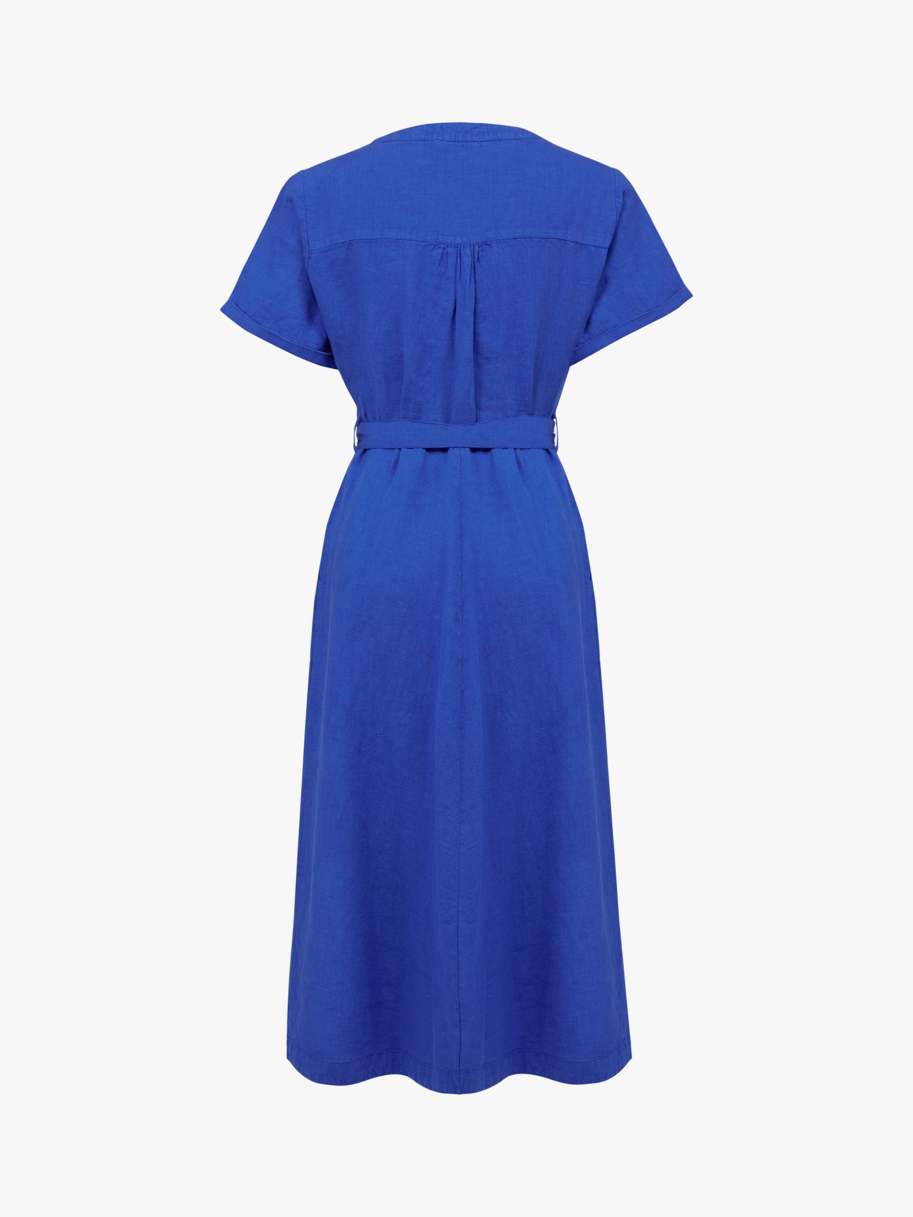 Celtic & Co. Cotton And Linen Button Through Midi Dress, Cobalt, 8