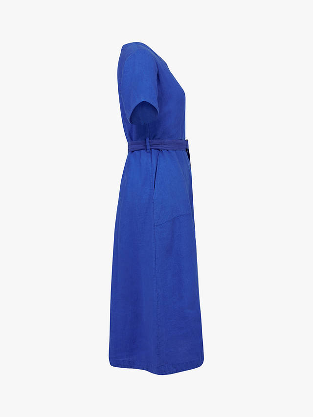 Celtic & Co. Cotton And Linen Button Through Midi Dress, Cobalt