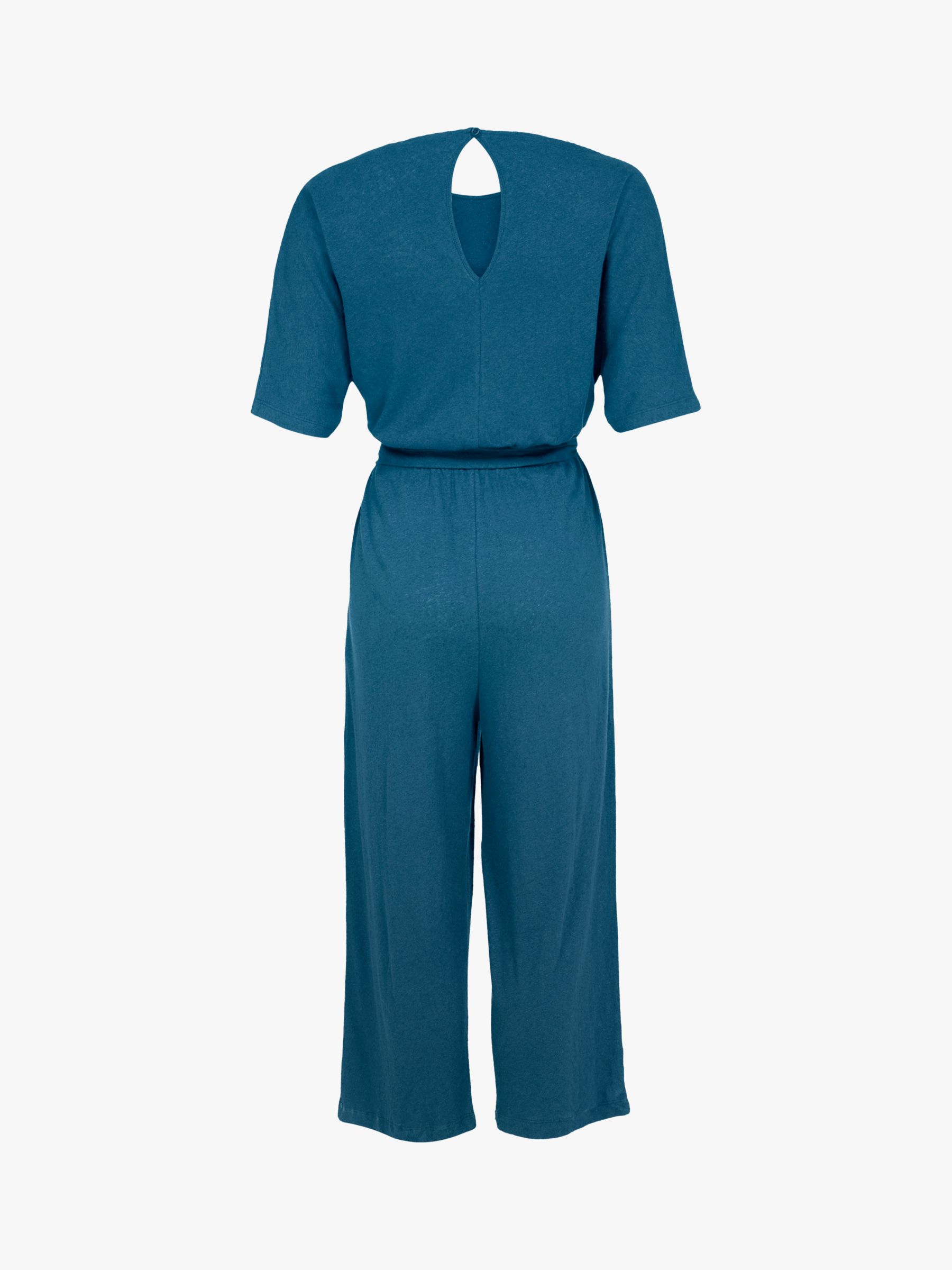 Celtic & Co. Linen/Cotton Short Sleeve Jumpsuit, Deep Icelandic Blue at ...