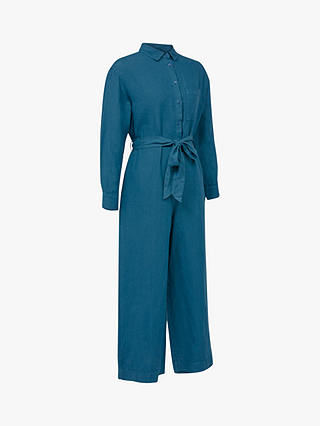 Celtic & Co. Linen Long Sleeve Jumpsuit, Deep Icelandic Blue