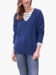 Celtic & Co. Alpaca Merino Blend Slouch V-Neck Jumper, Blue Ink