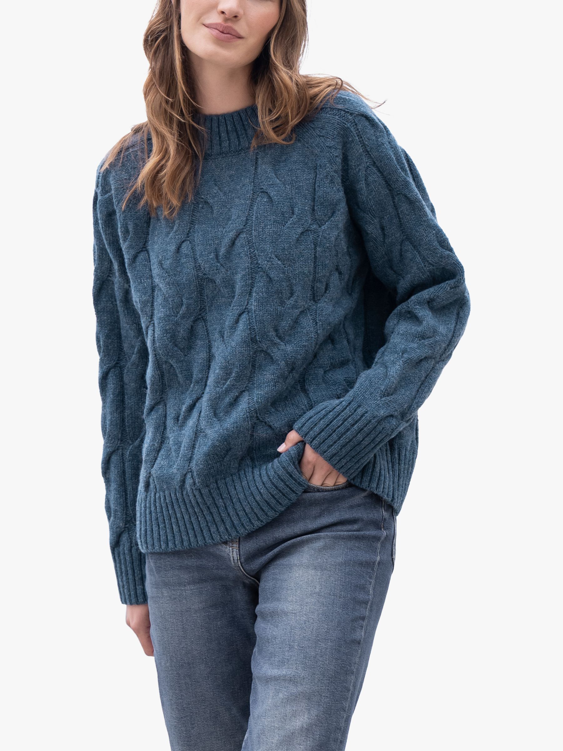 Buy Celtic & Co. Oversized Cable Mock Neck Jumper, Indigo Online at johnlewis.com