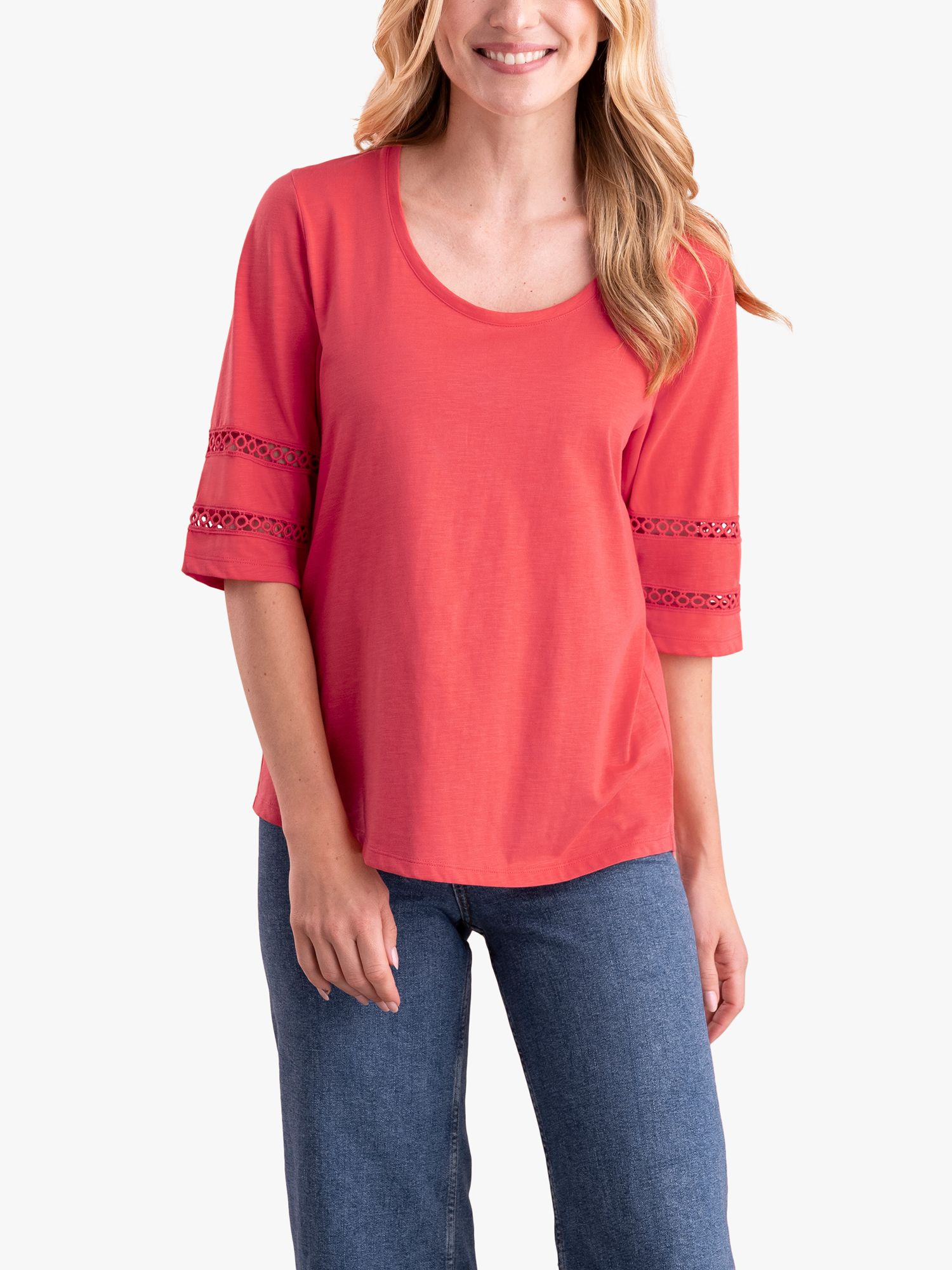 Celtic & Co. Organic Cotton Sleeve Detail Jersey Top, Chilli