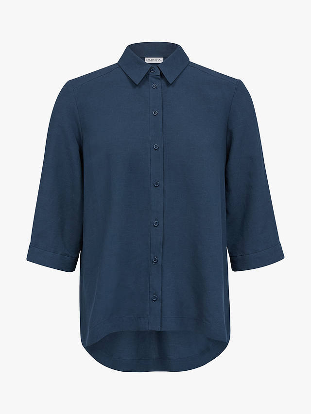 Celtic & Co. Linen Blend Pleat Back Shirt, Dark Navy