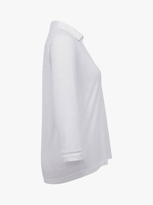 Celtic & Co. Organic Cotton Jersey Trim Detail Polo Top, White