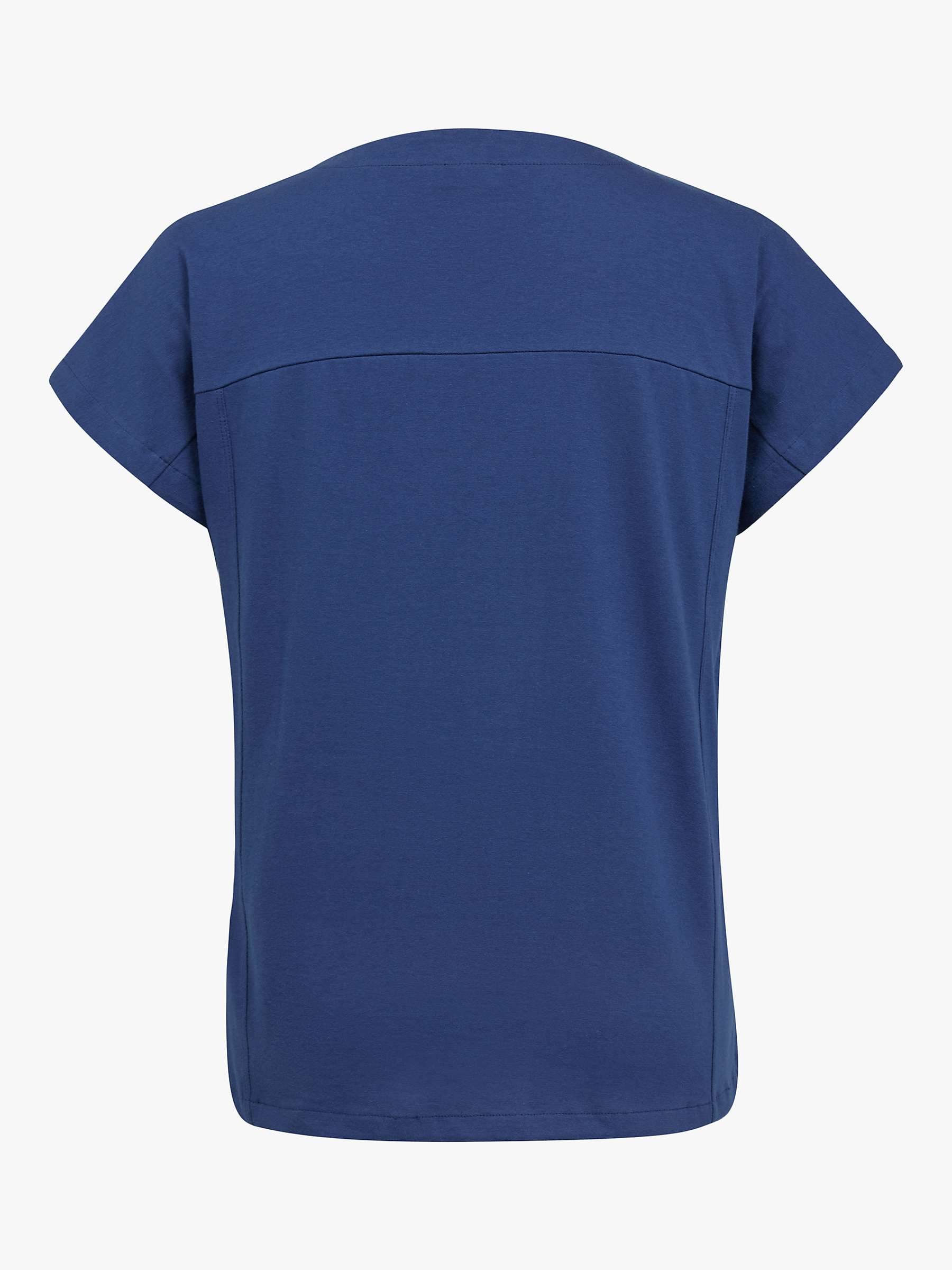 Buy Celtic & Co. Organic Cotton Button Short Sleeve Jersey Top, Blue Online at johnlewis.com