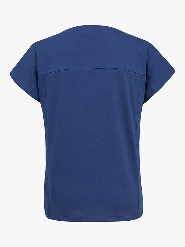 Celtic & Co. Organic Cotton Button Short Sleeve Jersey Top, Blue