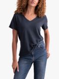 Celtic & Co. Linen Blend Short Sleeve V Neck T-Shirt, Navy