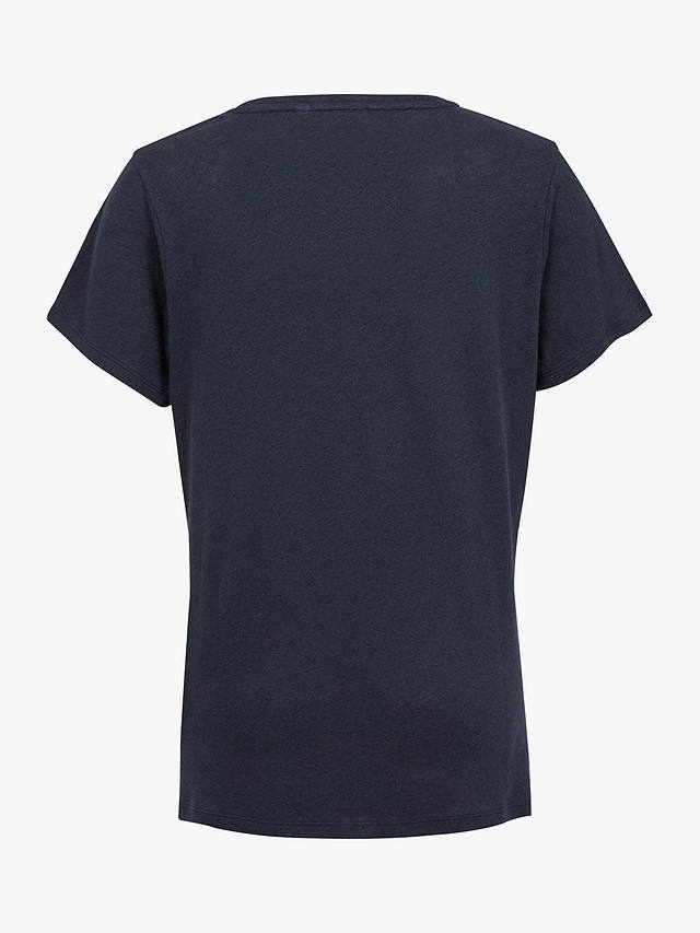 Celtic & Co. Linen Blend Short Sleeve V Neck T-Shirt, Navy
