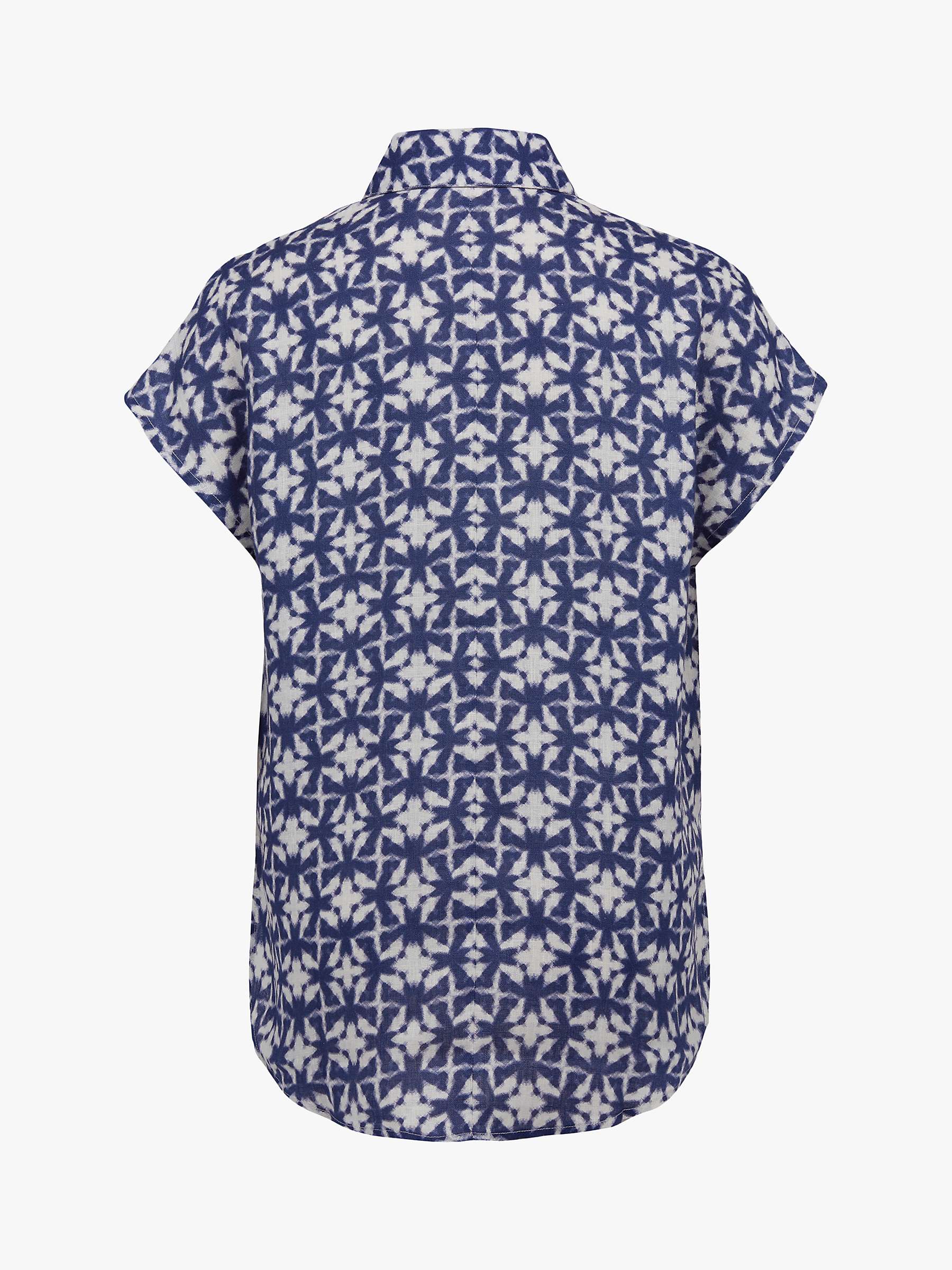 Buy Celtic & Co. Linen Blend Drape Shirt, Blue Block Print Online at johnlewis.com