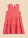 White Stuff Kids' Textured Dress, Coral